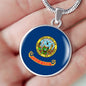 Idaho State Flag Necklace Stainless Steel or 18k Gold Circle Pendant 18-22" - Express Your Love Gifts
