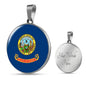 Idaho State Flag Necklace Stainless Steel or 18k Gold Circle Pendant 18-22" - Express Your Love Gifts