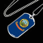 Idaho State Flag Necklace Stainless Steel or 18k Gold Dog Tag 24" Chain - Express Your Love Gifts