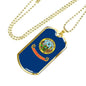 Idaho State Flag Necklace Stainless Steel or 18k Gold Dog Tag 24" Chain - Express Your Love Gifts