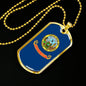 Idaho State Flag Necklace Stainless Steel or 18k Gold Dog Tag 24" Chain - Express Your Love Gifts