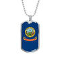 Idaho State Flag Necklace Stainless Steel or 18k Gold Dog Tag 24" Chain - Express Your Love Gifts