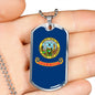 Idaho State Flag Necklace Stainless Steel or 18k Gold Dog Tag 24" Chain - Express Your Love Gifts
