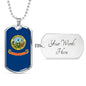 Idaho State Flag Necklace Stainless Steel or 18k Gold Dog Tag 24" Chain - Express Your Love Gifts