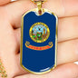 Idaho State Flag Necklace Stainless Steel or 18k Gold Dog Tag 24" Chain - Express Your Love Gifts