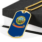 Idaho State Flag Necklace Stainless Steel or 18k Gold Dog Tag 24" Chain - Express Your Love Gifts