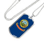 Idaho State Flag Necklace Stainless Steel or 18k Gold Dog Tag 24" Chain - Express Your Love Gifts