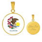 Illinois State Flag Necklace Stainless Steel or 18k Gold Circle Pendant 18-22" - Express Your Love Gifts