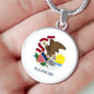 Illinois State Flag Necklace Stainless Steel or 18k Gold Circle Pendant 18-22" - Express Your Love Gifts