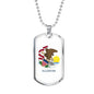 Illinois State Flag Necklace Stainless Steel or 18k Gold Dog Tag 24" Chain - Express Your Love Gifts