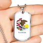 Illinois State Flag Necklace Stainless Steel or 18k Gold Dog Tag 24" Chain - Express Your Love Gifts