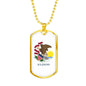 Illinois State Flag Necklace Stainless Steel or 18k Gold Dog Tag 24" Chain - Express Your Love Gifts