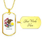 Illinois State Flag Necklace Stainless Steel or 18k Gold Dog Tag 24" Chain - Express Your Love Gifts