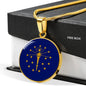 Indiana State Flag Necklace Stainless Steel or 18k Gold Circle Pendant 18-22" - Express Your Love Gifts