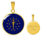 Indiana State Flag Necklace Stainless Steel or 18k Gold Circle Pendant 18-22" - Express Your Love Gifts