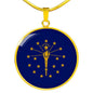 Indiana State Flag Necklace Stainless Steel or 18k Gold Circle Pendant 18-22" - Express Your Love Gifts