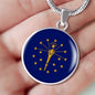 Indiana State Flag Necklace Stainless Steel or 18k Gold Circle Pendant 18-22" - Express Your Love Gifts