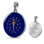 Indiana State Flag Necklace Stainless Steel or 18k Gold Circle Pendant 18-22" - Express Your Love Gifts
