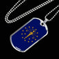 Indiana State Flag Necklace Stainless Steel or 18k Gold Dog Tag 24" Chain - Express Your Love Gifts