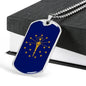 Indiana State Flag Necklace Stainless Steel or 18k Gold Dog Tag 24" Chain - Express Your Love Gifts