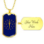 Indiana State Flag Necklace Stainless Steel or 18k Gold Dog Tag 24" Chain - Express Your Love Gifts