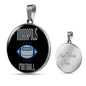 Indianapolis Circle Pendant Football Fan Necklace Stainless Steel or 18k Gold 18-22" - Express Your Love Gifts