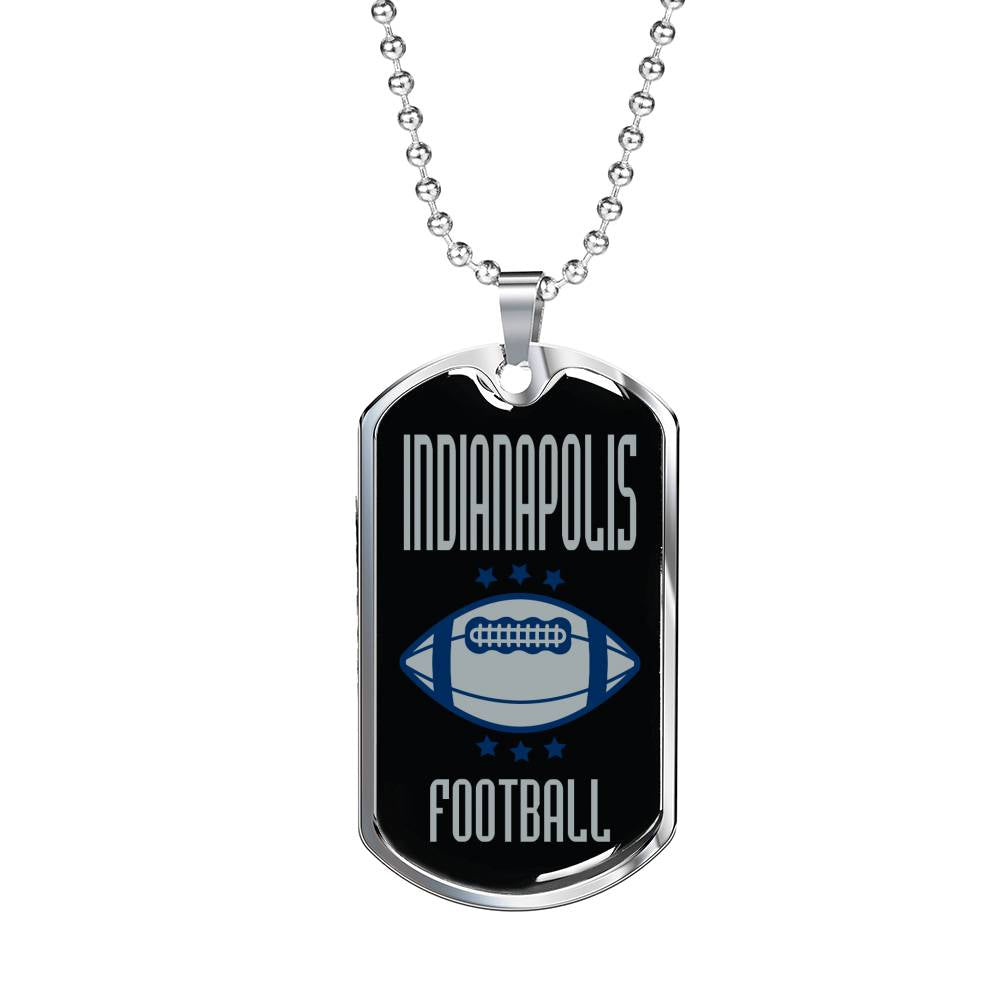 Indianapolis Fan Necklace Dog Tag Stainless Steel or 18k Gold 24" Chain - Express Your Love Gifts