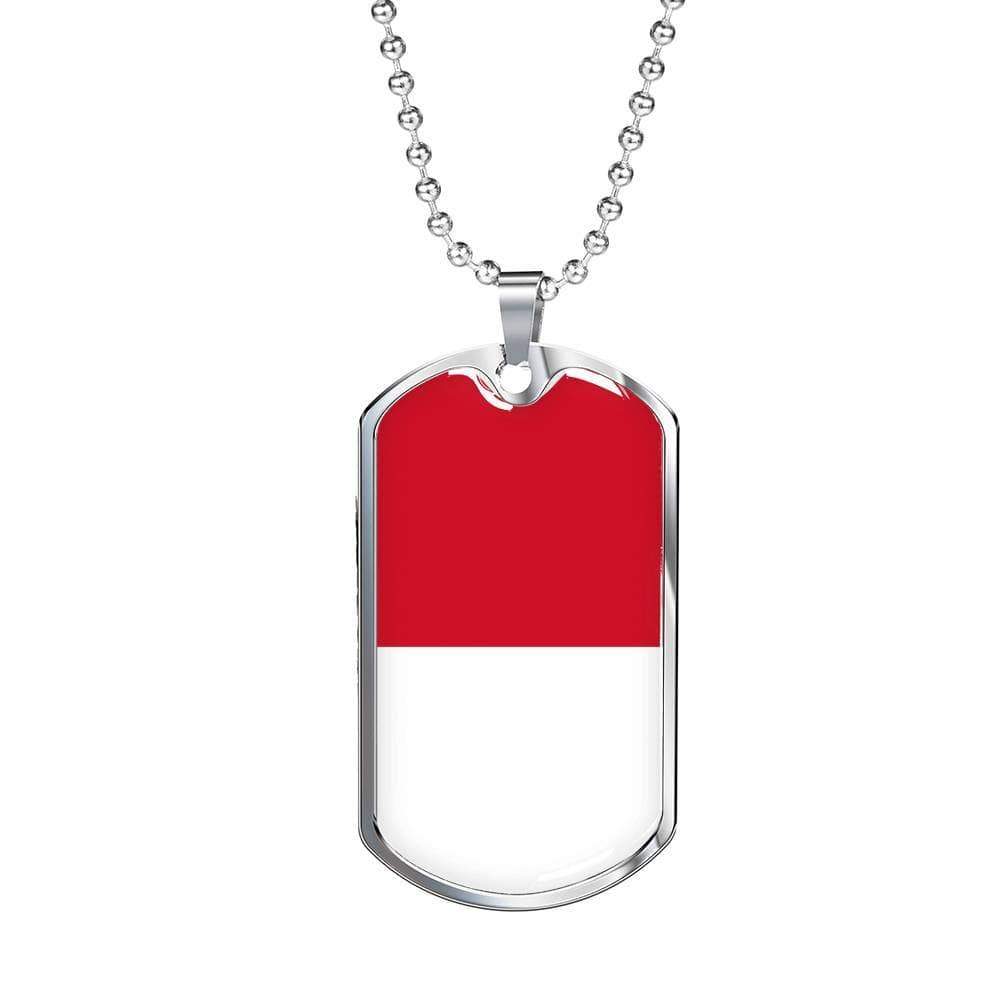 Indonesia Flag Necklace Indonesia Flag Stainless Steel or 18k Gold Dog Tag 24" - Express Your Love Gifts