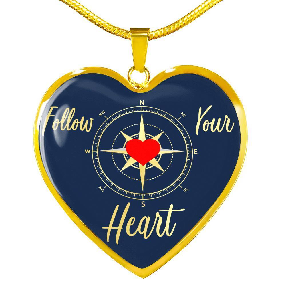 Inspirational Gift Stainless Steel 18k Gold Heart Pendant 18-22" - Express Your Love Gifts