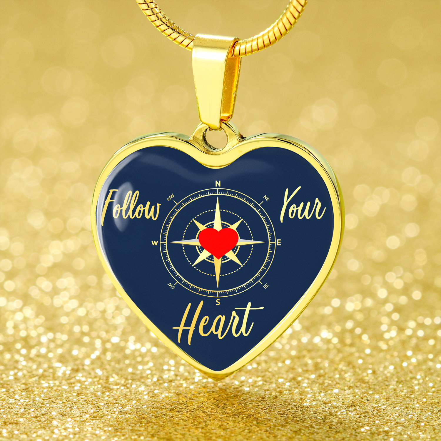 Inspirational Gift Stainless Steel 18k Gold Heart Pendant 18-22" - Express Your Love Gifts