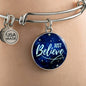 Inspirational Message Just Believe Circle Bangle Bracelet Stainless Steel or 18k Gold" - Express Your Love Gifts