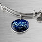 Inspirational Message Just Believe Circle Bangle Bracelet Stainless Steel or 18k Gold" - Express Your Love Gifts
