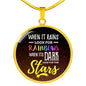 Inspirational Message When It Rains Circle Necklace Stainless Steel or 18k Gold 18-22" - Express Your Love Gifts