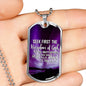 Inspirational Religious Gift Seek God First Always Stainless Steel or 18k Gold Dog Tag 24" Chain-Express Your Love Gifts