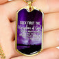 Inspirational Religious Gift Seek God First Always Stainless Steel or 18k Gold Dog Tag 24" Chain-Express Your Love Gifts