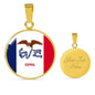 Iowa State Flag Circle Pendant Stainless Steel or 18k Gold Circle Pendant 18-22" - Express Your Love Gifts