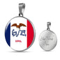 Iowa State Flag Circle Pendant Stainless Steel or 18k Gold Circle Pendant 18-22" - Express Your Love Gifts