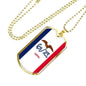 Iowa State Flag Necklace Stainless Steel or 18k Gold Dog Tag 24" Chain - Express Your Love Gifts