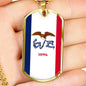 Iowa State Flag Necklace Stainless Steel or 18k Gold Dog Tag 24" Chain - Express Your Love Gifts