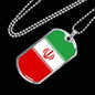 Iran Flag Necklace Iran Flag Stainless Steel or 18k Gold Dog Tag 24" - Express Your Love Gifts