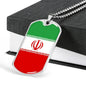 Iran Flag Necklace Iran Flag Stainless Steel or 18k Gold Dog Tag 24" - Express Your Love Gifts