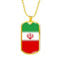 Iran Flag Necklace Iran Flag Stainless Steel or 18k Gold Dog Tag 24" - Express Your Love Gifts