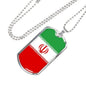 Iran Flag Necklace Iran Flag Stainless Steel or 18k Gold Dog Tag 24" - Express Your Love Gifts