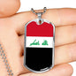Iraq Flag Necklace Iraq Flag Stainless Steel or 18k Gold Dog Tag 24" - Express Your Love Gifts