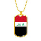 Iraq Flag Necklace Iraq Flag Stainless Steel or 18k Gold Dog Tag 24" - Express Your Love Gifts