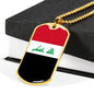 Iraq Flag Necklace Iraq Flag Stainless Steel or 18k Gold Dog Tag 24" - Express Your Love Gifts