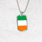 Ireland Flag Necklace Ireland Pendant Stainless Steel or 18k Gold Dog Tag 24" - Express Your Love Gifts