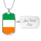 Ireland Flag Necklace Ireland Pendant Stainless Steel or 18k Gold Dog Tag 24" - Express Your Love Gifts