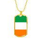Ireland Flag Necklace Ireland Pendant Stainless Steel or 18k Gold Dog Tag 24" - Express Your Love Gifts