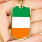 Ireland Flag Necklace Ireland Pendant Stainless Steel or 18k Gold Dog Tag 24" - Express Your Love Gifts